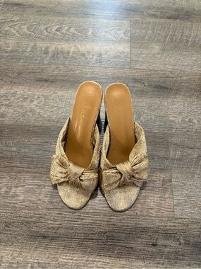 Lulu's Metallic Gold Knotted Slide Mules